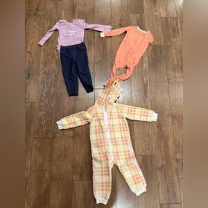 Carter's Pink and Yellow Plaid Fleece Onesie